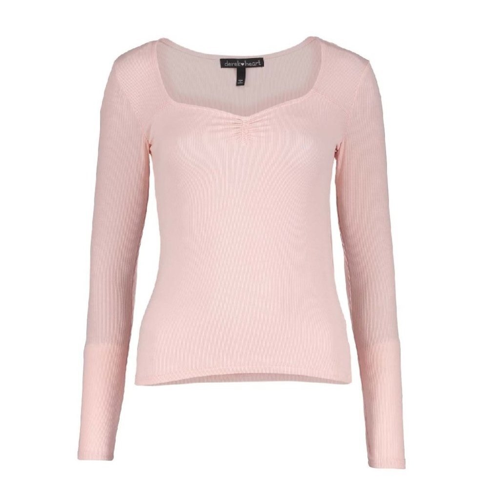 Derek Heart Juniors' Rib-Knit Sweetheart-Neckline Top